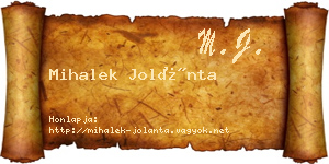 Mihalek Jolánta névjegykártya